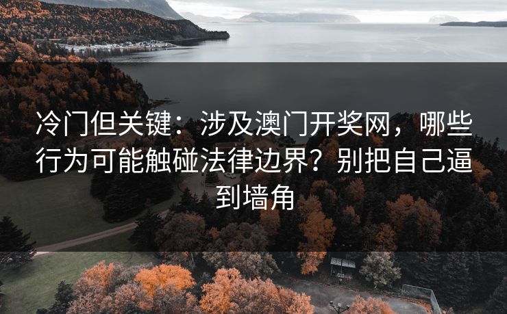 冷门但关键：涉及澳门开奖网，哪些行为可能触碰法律边界？别把自己逼到墙角