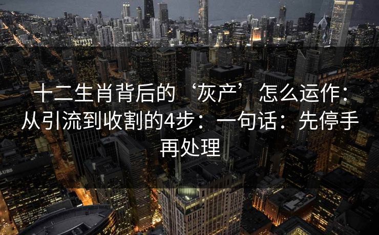 十二生肖背后的‘灰产’怎么运作：从引流到收割的4步：一句话：先停手再处理