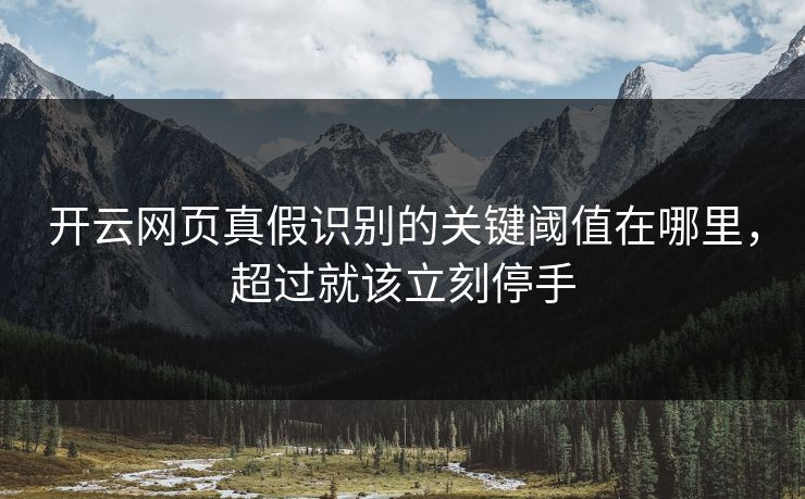 开云网页真假识别的关键阈值在哪里，超过就该立刻停手