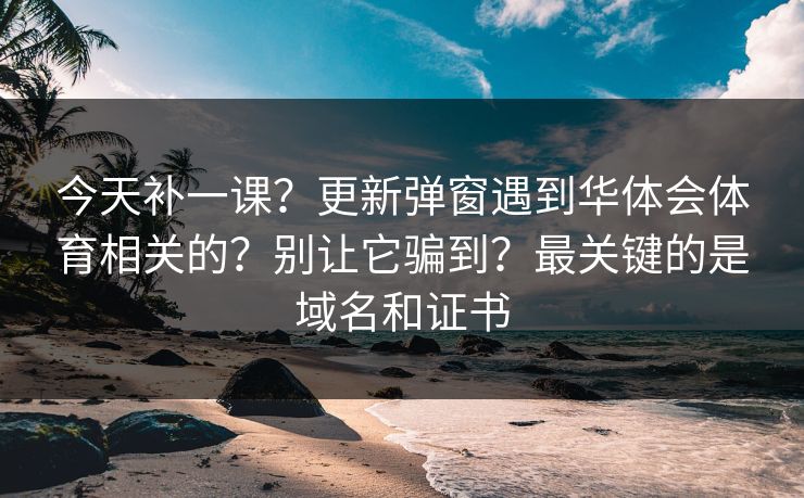 今天补一课？更新弹窗遇到华体会体育相关的？别让它骗到？最关键的是域名和证书